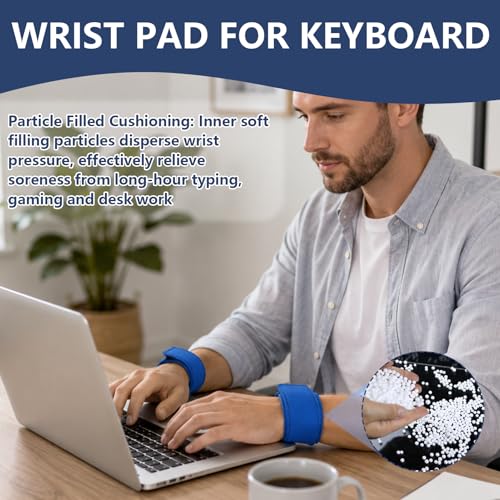 2 Pack Adjustable Wearable Mouse Wrist Rest with Soft Beads,Wrist Pad for Keyboard,Carpal Tunnel Pain Relief,Computer Gaming Office Typing,Computer Accessories for Desk