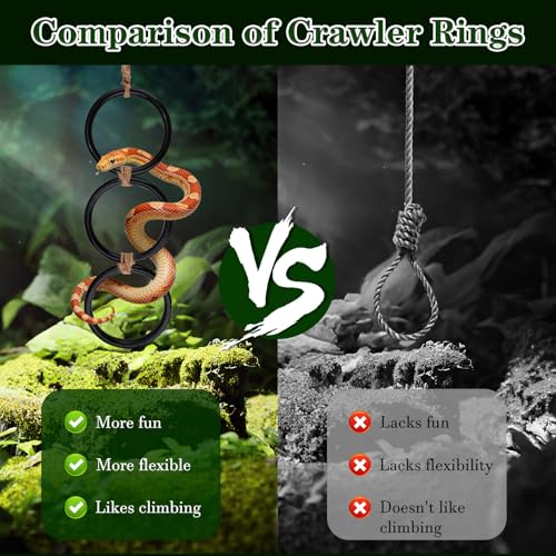 Snake Climbing Rings and 2PCS Hammock for Ball Python, Enrichment Toys for Snake, Reptiletank Cage Decor Habitat Accessories, Fun Exercise and Resting Toy for Chameleon, Gecko, Lizard, Parrot
