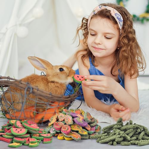 KATUMO 3PCS Rabbit Chew Treats - Mixed Natural Timothy Hay Pumpkin Carrot Beet Spinach Chew Toys for Rabbit Guinea Pig Hamster Bunny Chinchilla Gerbil Small Rodent Pets - size: 2.5"L x 4.7"W x 7.6"Th