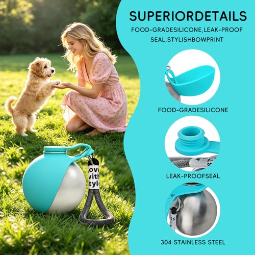 2 in 1 Portable Dog Water Bottle, 10oz Stainless Steel Leak Proof Pet Water Bottle with Foldable Silicone Bowl, Outdoor Travel Water Bottle for Dogs Walking Hiking Camping, 2 Pack Mix - color: 2PCS- Mix