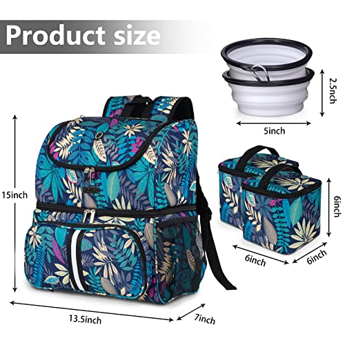 BAGLHER Pet Travel Bag, Double-Layer Pet Supplies Backpack (for All Pet Travel Supplies), Pet Travel Backpack with 2 Silicone Collapsible Bowls and 2 Food Baskets Hawaii - color: Hawaii