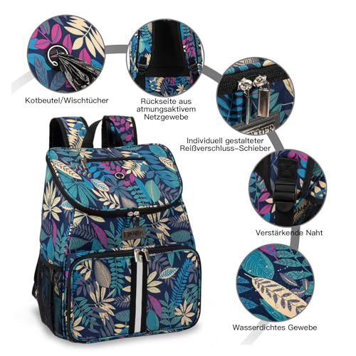 BAGLHER丨Dog Travel Bag, Airline Approved Pet Supplies Backpack, Dog Travel Backpack with 2 Silicone Collapsible Bowls and 2 Food Baskets - color: Hawaii-A