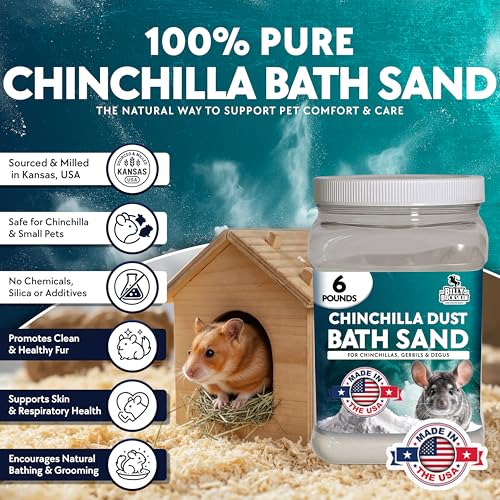 6 LB. Chinchilla Dust Bath Jar - Pure Cleansing Pumice Sand Dust for Cleaning Small Pets Like Gerbils, Mice, Degu - Premium, All Natural Dusting Powder - Chinchilla Accessories by Billy Buckskin - size: 6 Lb.