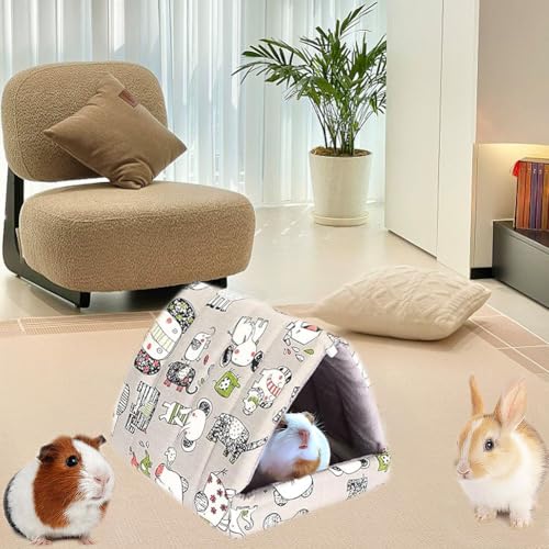 Guinea Pig Hideout Cozy Cotton Washable Tent for Small Animals | Hamster Bed, Portable House Cage Accessories Bunny Hedgehog Mouse Chinchillas Ferrets Bearded Dragons Rats (6.8"x7.4") - color: Gray