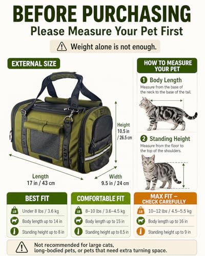 Soft-Sided Cat Carrier for Anxious Cats, Privacy Flaps 17x9.5x10.5in | 1680D Nylon, Metal Hardware, Reinforced Resin Mesh, Locking Zippers & Anti-Sag Base for Vet, Car and Under-Seat Air Travel.