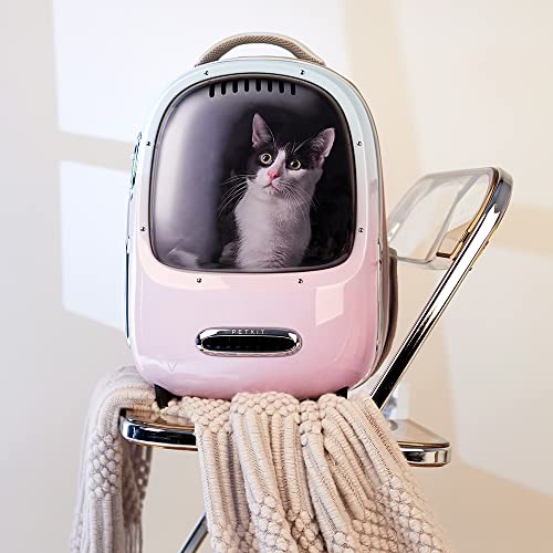 PETKIT Cat Backpack Carrier for Kitty Small Dog with Inbuilt Fan & Light | Airline-Approved Pet Backpack Bubble , Detachable Dog Backpack with Padded Strap for Travel, Hiking, Walking & Outdoor - color: Pink