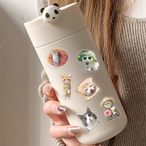96PCS Holographic Cat Stickers, 8 Sheets Transparent Fun Meme Cat Stickers for Water Bottles Laptop Scrapbook, Cute Kitten Decals for Adults Kids Teens - style: Modern