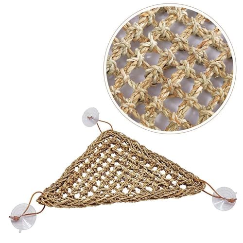 kathson Bearded Dragon Hammock, Bearded Dragon Accessories, Natural Seagrass Reptile Hammock, Reptile Lounger Habitat Decor for Chameleons, Lizards, Geckos, and Snakes（11 x 7.8 x 7.8 inches, 2 PCS）