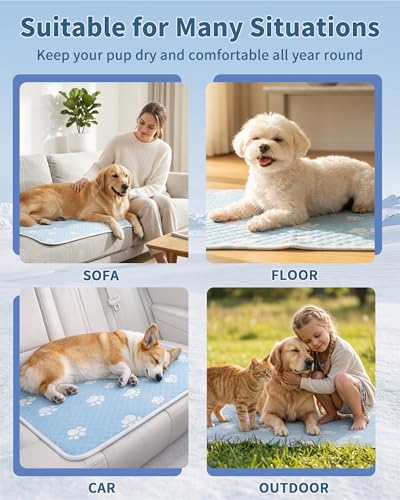 BWX Cooling Mat for Dogs - Easy Clean & Fold Cool Mat for Dogs, Chew Resistant Dog Cooling Pad with Non-Slip Bottom & Chill Soothing Fabric (L/28’‘×40’‘) - size: L/28''×40''