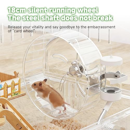 8-in-1 Acrylic Hamster Cage with All Accessories, 18.5"x11.8"x14.6" 2-Layer Full Transparent Viewing House, Top-Open Habitat for Dwarf Hamsters, Pet Mice & Gerbils
