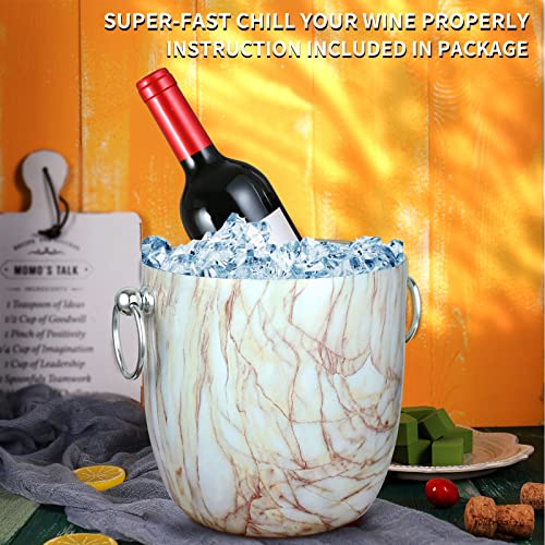 Ice Bucket with Lid, Scoop, Tongs and Strainer - Well Made Insulated Stainless Steel Keep Ice Frozen Longer - Ideal for Cocktail Bar, Parties, Chilling Wine, Champagne - 3 Liter (CarraraMarble) - color: Carraramarble