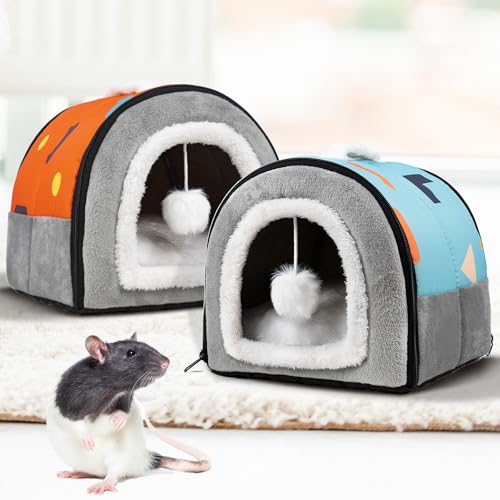 Pet Soft Guinea Pig Hideout, Washable Guinea Pig Bed Cozy Small Animals House Cave Accessories for Rabbits Hamster Rats Chinchilla (Orange)
