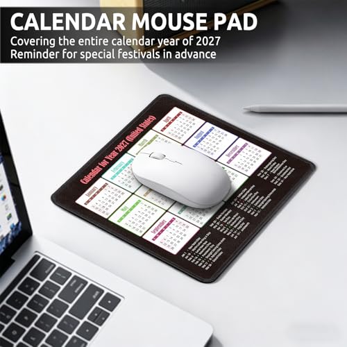 KONVINIT Ergonomic Mouse Pad with Wrist Rest, Black Mousepad with Non-Slip Rubber Base and Smooth Surface, Small Mouse Pads for Desk, Office Desk Accessories (2027 Calendar) - color: Black