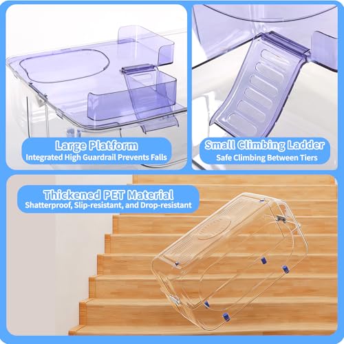 Large Hamster Cage Kit 24x13x14in for Syrian Hamsters & Dwarf Hamsters | with Deepened Base 6″H, Large Platform, Exercise Wheel, 2 Hide-Houses, Water Bottle, Food Bowl, Ladder, Tube Port