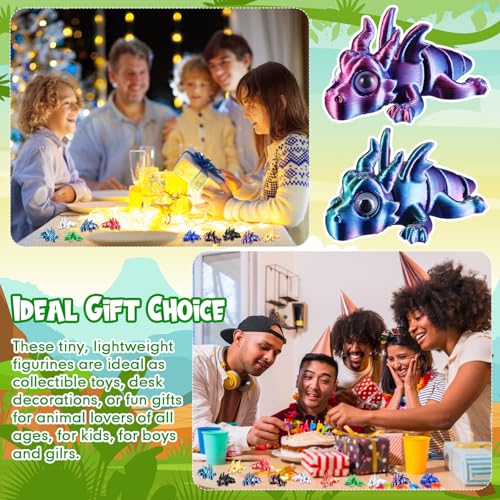 Honoson 12 Pcs 3D Printed Animals 5-7cm, Dragon | Articulated Fidget Animals, Flexible 3D Printed Figures for Stress Relief, Cute Mini Joints for Party Favors and Display - size: 5-7cm, style: Chinese Dragon