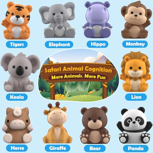 Learning Toys for Toddlers 1 2 3 Year Old Toddlers, 20Pcs Safari Animal Toys, Finger Puppets, Montessori Counting, Matching & Sorting, Christmas Birthday Gifts for Baby Boys Girls Age 12-18 Months - style: ZOO