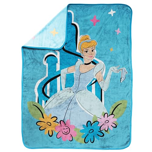 Jay Franco Kids Plush Throw Blanket – Soft & Cozy Fleece Throw for Bedroom & Couch Décor, Official Licensed Product, Blue - Disney Princess Cinderella, 40x50 - Travel Blanket - color: Blue - Disney Princess Cinderella, size: 40x50 - Travel Blanket