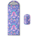 AILONEN Midnight Meow Sleeping Bag, Charcoal Cat Eyes Crescent Graphic, Portable Camp Sack Sleepover Style - color: Rainbow2