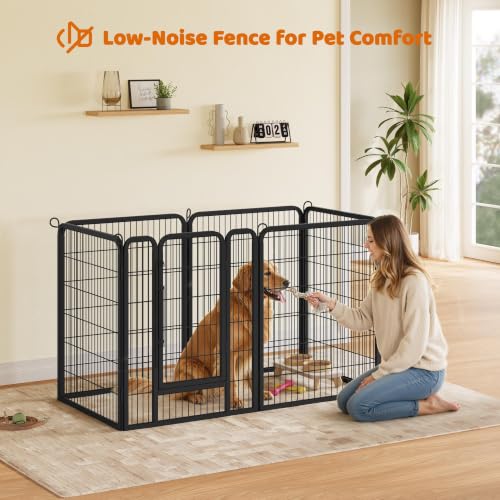 Yaheetech 40" H 6-Panel Extra Wide Dog Playpen w/Door for Indoor Outdoor | Heavy Duty Metal Frame, Secure Latch Gate, Tool-Free Assembly, Portable For Yard RV Camping, Ideal For Medium & Large Pets - size: 40"