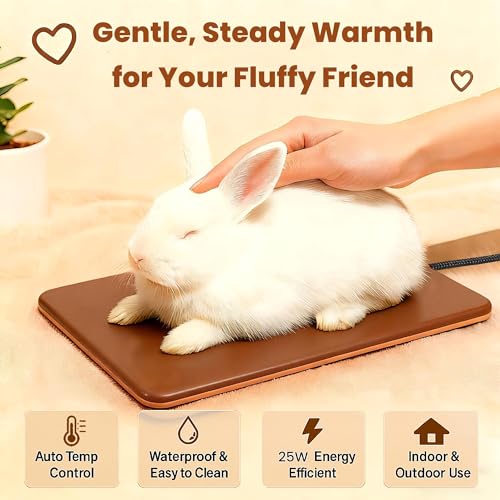 Small Animal Heating Pad, Small Animal Bed, Outdoor/Indoor Winter Thermal Heating Pad for Rabbits, Guinea Pigs & Chickens, Waterproof & Chew-Resistant, Energy-Efficient (S:11.8" x 8.2“) - size: S:11.8" x 8.2“