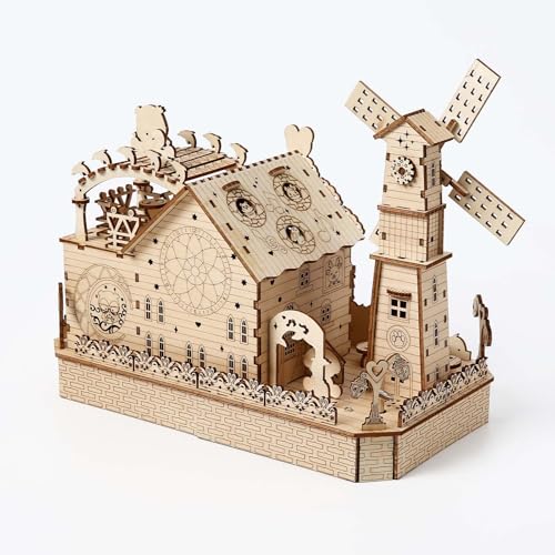 3D Wooden Puzzle for Adults, Animals Forest Party DIY Wooden Music Box with LED Light, Self-Assembly Mechanical House Building Kit Handicraft, Birthday Gift for Women Men, Home Decor, 174 pcs - style: Forest Party House