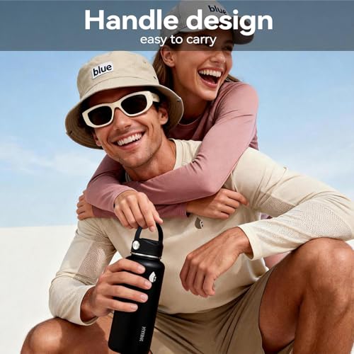 32oz Insulated Stainless Steel Water Bottle with Straw Lid Lager Capacity - color: Black
