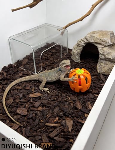 9 Pack Reptile Play Balls and Plant for Bearded Dragons Leopard Geckos | BPA‑Free, Wear‑Resistant Polished Burr‑Free Edges, Faux Foliage with Weighted Bases for Reptile Terrarium
