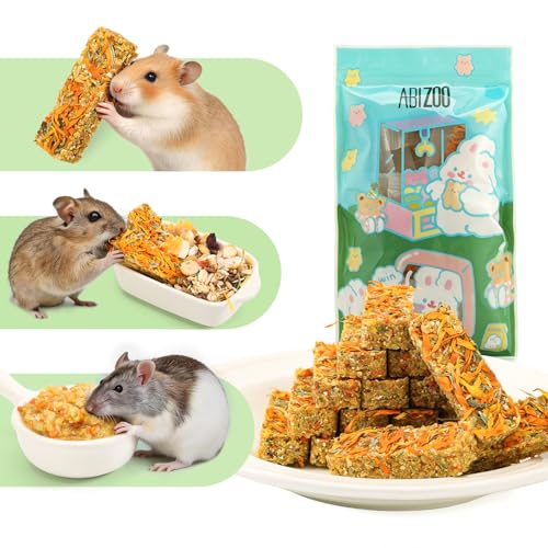 Abizoo 18 Pcs Hamster & Rat Treats, Healthy Supplement for Senior Small Pet | Daily Nutrition Food for Immune Health, Chew Toys for Teeth Grinding, Nutri Blocks for Hamsters, Rats and Gerbils of All Ages