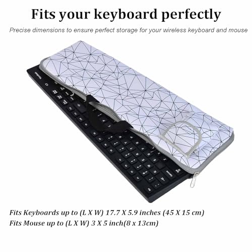 Keyboard Sleeve Travel Case for Logitech Mk270 Keyboard (White) | Mk270 Keyboard Protective Case, Zipper Mouse Storage and Cable Storage Pouch - color: White