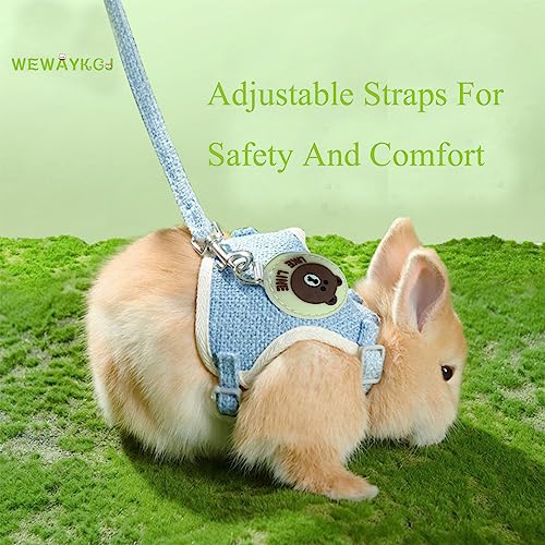 Rabbit Harness and Leash Set 2 Pieces Adjustable Bunny Harness Leash Ferret Harness Guinea Pig Harness Ferret Leash for Small Pets Walking Outdoor (Pink, Small) - color: Pink