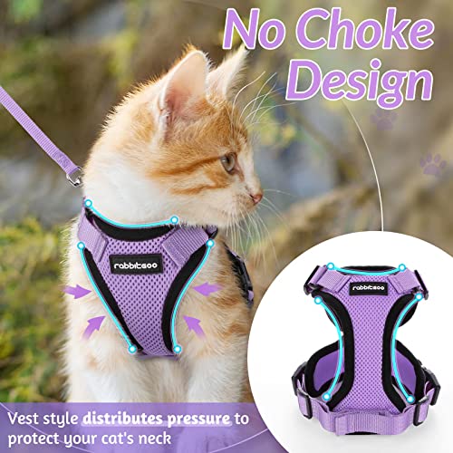 rabbitgoo Cat Harness and Leash Set, Escape Proof Vest, Light Purple | Soft Breathable Mesh, Easy Adjustable Fit, Snap Buckles, Sturdy Clip, Reflective Strips, for Small & Average Cats Walks, Xs - color: Light Purple, size: Xs