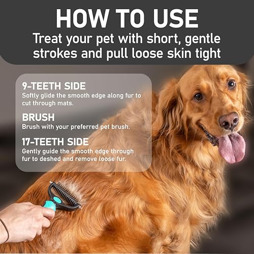 Maxpower Planet Hair Brush - Double Sided Shedding, Dematting Undercoat Rake for Dogs and Cats - Extra Wide Dog Grooming Brush, Reduce Shedding by 95%, Turquoise | Turquoise, Undercoat Rake, Detangling Comb, 9/17-Teeth Dual-Sided, Cats, Anti-Slip Handle,