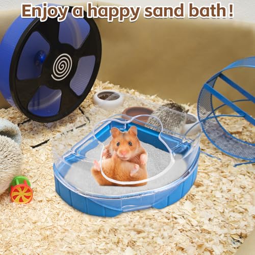 PINVNBY Hamster Bathroom Gerbil Plastic Sand Dry Bath Container Small Animal Sauna Toilet Sandbox with Scoop for Hamster Gerbil Rat Mice and Small Animal