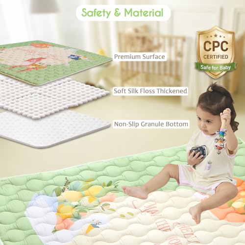 Viviland Baby Mats for Floor, 71x59 Inch Playpen Mat, Thicker & Large Soft Playmat for Baby and Toddlers Infants, Non-Slip & Machine Washable, Forest Animals - color: Forest Animals, size: 71" X 59"
