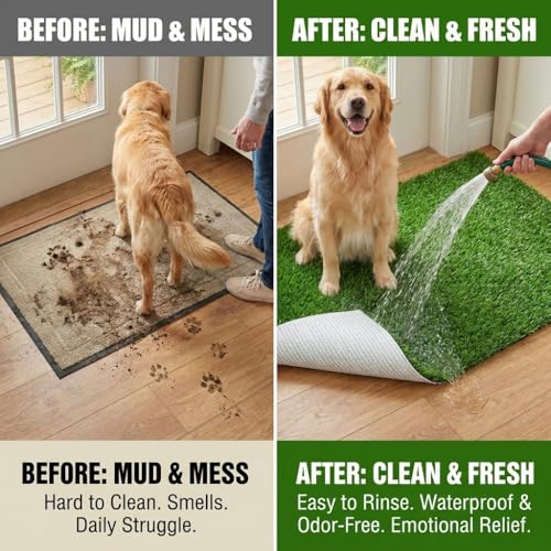 Antenat Artificial Grass for Patio & Pets,3.3×3.9FT Fake Grass Indoor Outdoor,Realistic High-Density Durable Artificial Turf Carpet for Dogs Pets Garden Lawn Lands（39.3" x 47.2"）