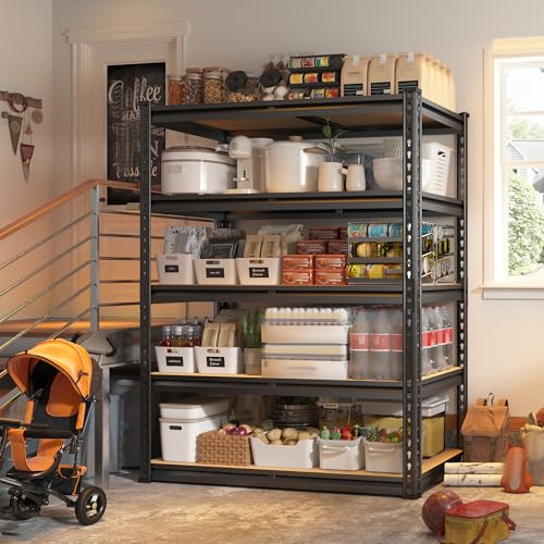 REIBII 2000LBS Garage Shelving Heavy Duty Storage Shelves 72" H Metal Shelving for Garage Shelves Adjustable 5 Tier Metal Shelf for Pantry Closet Kitchen Basement 35.5" W x 72" H x 15.8" D - size: 15.8"D x 35.5"W x 72"H