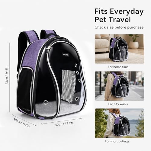 BAGLHER Cat Carrier Backpack Bubble - Fit Up to 18 Lbs - Airline-Approved Dog Backpack Carrier for Small Pets Puppies Dogs Bunny, Space Capsule Dog Carrier Backpack for Travel Outdoor Hiking, Purple - color: Purple