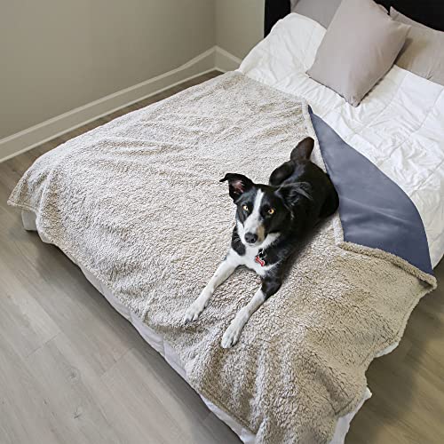 Kritter Planet Waterproof Reversible Pet Blanket for Dogs and Cats | 80 x 90 Inch, Waterproof Cover for Sofa and Bed, Washable Protection Against Fur, Dirt, Scratches and Everyday Messes - color: Gray/Taupe, size: 90"x80"