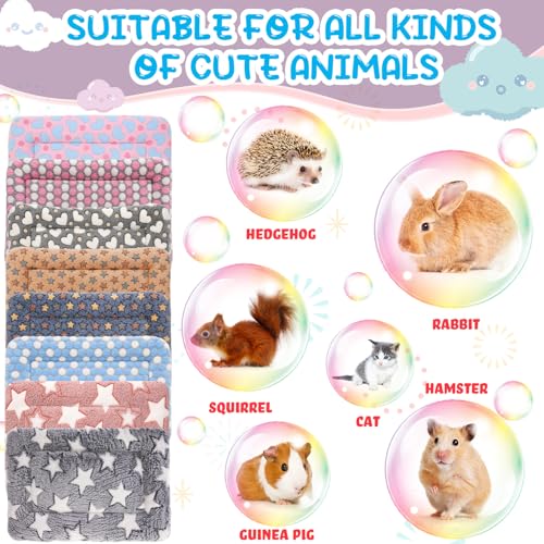 Tudomro 8 Pcs Bunny Guinea Pig Beds with Cleaning Dustpan Brush 14.5"x10.6" Warm Fleece Guinea Pig Pads Small Animal Sleeping Mats Accessories for Rabbit Hamster Squirrel Hedgehog Chinchilla Ferret
