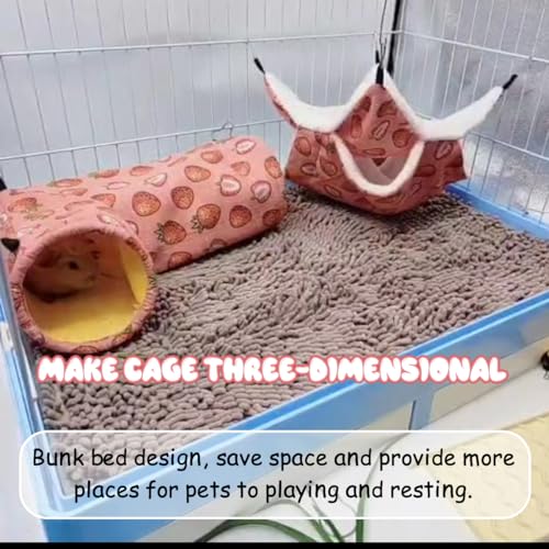 LYART Guinea Pig Rat Ferret Hammock & Warm Bed - Small Pet Hideout Tunnel Cave Hanging Bunkbed - Sugar Glider Squirrel (1.Hammock & Corner Tunnel) - color: 6.Hammock & Corner Tunnel