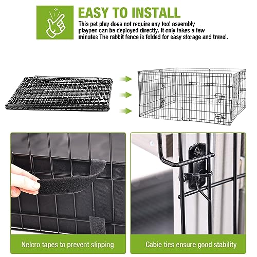 GUTINNEEN Rabbit Pet Playpen Bunny Run Extension Indoor Small Animal Pen (Playpen Only) - color: Black, size: 48.0"L x 48.0"W x 24.0"H