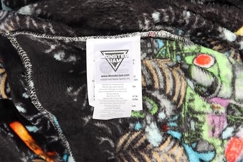 Jay Franco Wearable Throw Blanket – Kids Oversized Plush Hooded Blanket with Pocket, Ultra Soft Cozy Fleece Throw for Lounging, Travel, Black - Monster Jam, 24x32 - Kid - color: Black - Monster Jam, size: Kid