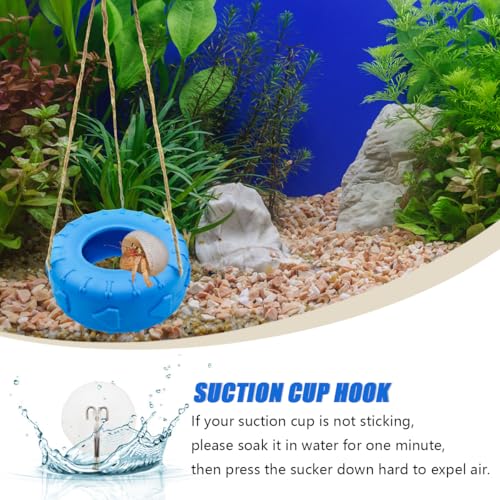 Colours Hermit Crab Tire Swing,Suction Cup Hook Climbing Toy,Hermit Crab Terrarium Accessories - A Must-Have for Any Reptile Amphibian Small Aquatic Animals Lover(Blue) - color: Blue