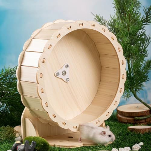 TOYANDONA Hamster Running Wheel Silent Wooden Exercise Roller 15cm Sunflower Design Small Pet Activity Wheel for Hamsters and Gerbils