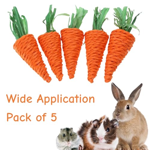 5 PCS Carrot Chew Toy, Rope Teething Pet Toy for Rabbits, Hamsters, Guinea Pigs, Puppies and Other Small Animals