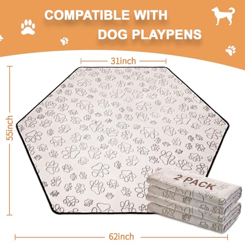 Reusable Puppy Pads, Washable Pee Pads, Leakproof 55"x 62" 2 Pack | Extra Large Absorbent Dog Pads With Waterproof Non-Slip Backing For 6 Panel Playpens, Kennels, Indoor Potty & Puppy Training - size: 55x62(pack of 2)-Gray