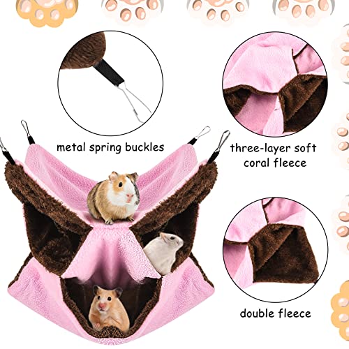 3 Tier Ferret Rat Hammock,Guinea Pig Cage Accessories,11.8x11.8 Inches,Pet Cage Hanging Bunkbed Hammock for Small Animals,Guinea Pig,Ferret,Kitten,Squirrel,Chinchilla,Rat,Parrot - color: pink