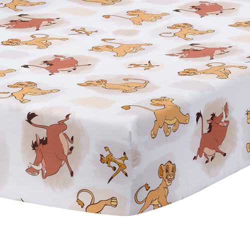Lambs & Ivy Disney Baby Lion King Safari Fitted Crib Sheet - White - color: Lion King Safari, size: Standard Crib