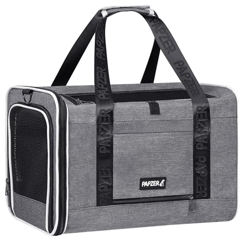 Cat Carrier for Travel, Soft-Sided, Top Loading, Privacy Curtain, to 20 lbs | Medium Pet Carry Bag Nervous Cat, Vet Visits Car Transport, Luggage Sleeve Suitcase Attachable Small Puppy Crate Kennel Grey - color: Grey