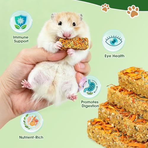 Abizoo 18 Pcs Hamster & Rat Treats, Healthy Supplement for Senior Small Pet | Daily Nutrition Food for Immune Health, Chew Toys for Teeth Grinding, Nutri Blocks for Hamsters, Rats and Gerbils of All Ages